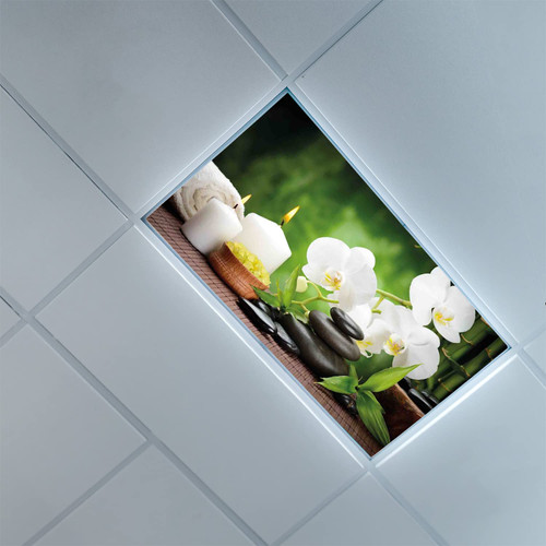 Fluorescent Light Covers for Classroom Office-Spa Pattern-Fluorescent Light Covers for Classroom Office-2ft x 4ft Drop Ceiling Fluorescent Decorative,White Black Green