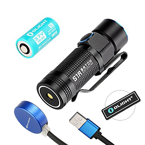 OLIGHT S1R 900 Lumen Turbo S Rechargeable led Flashlight EDC Light cree xm-l2 with a Magnetic Charging Dock Bundle- Updated of s1 s10 s10r s10r Latest Version