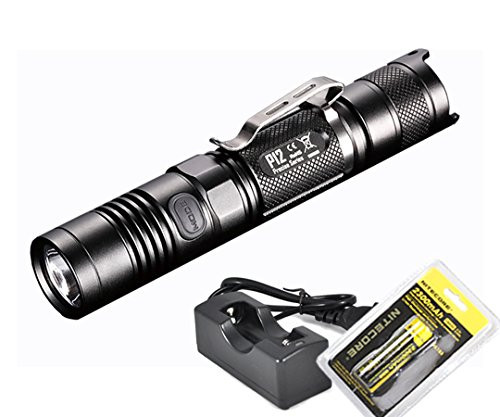 Nitecore Rechargeable Bundle: 2015 Version 1000 Lumens P12 Compact Tactical LED Flashlight, Genuine 18650 Rechargeable Battery and LumenTac Charger