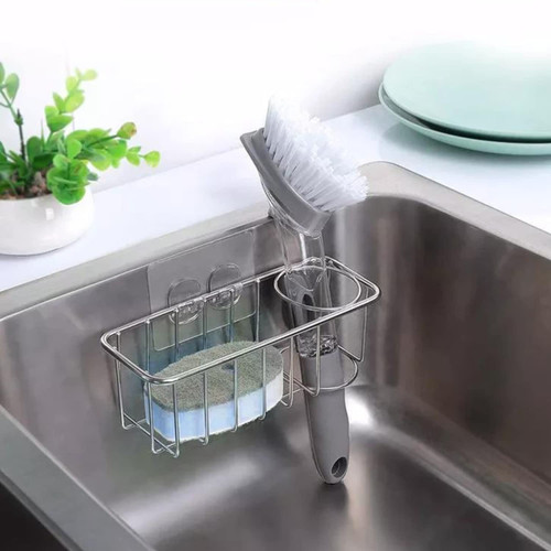 Lyft Livin Sponge Holder for Kitchen Sink Caddy Organizer with Suction Cup 3 in 1 Sink Organizer Sponge Holder Stainless Steel Kitchen Sink Caddy Sponge Holder for Scrub Brush Soap