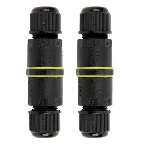 2Pcs 3 Pin Junction Box Electrical Cable Wire Connector Accessory, Outdoor IP68 Waterproof Junction Box Cable Connector