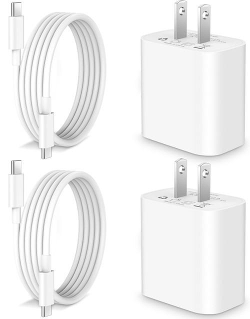 20W Apple USB C Fast Charger for 2022/2021/2020/2018 iPad Pro 12.9/11 inch, iPad Air 5th/4th, iPad Mini 6/10th Generation, 2Pack USB C Wall Charger Type C Fast Charging Block with 3FT USB C to C Cable