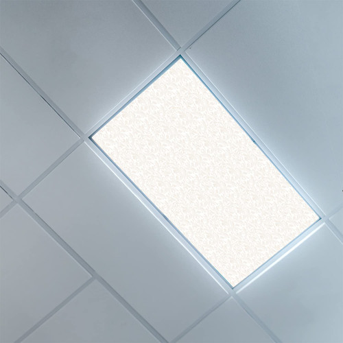 Fluorescent Light Covers for Ceiling Light Diffuser Panels-Ivory Pattern-Light Filters Ceiling LED Ceiling Light Covers-Office & Classroom Decorations,White Beige