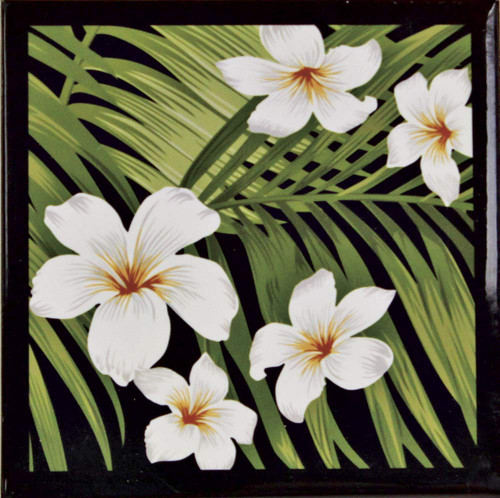 Islander Hawaii Ceramic Tile Trivet Plumeria Palm