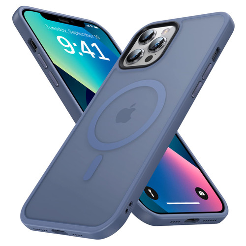 Maozis Strong Magnetic Designed for iPhone 12 Pro Max Case [Compatible with Magsafe] [Military Grade Drop Protection] Protective Shockproof Translucent Slim Phone Case for iPhone 12 Pro Max, Blue