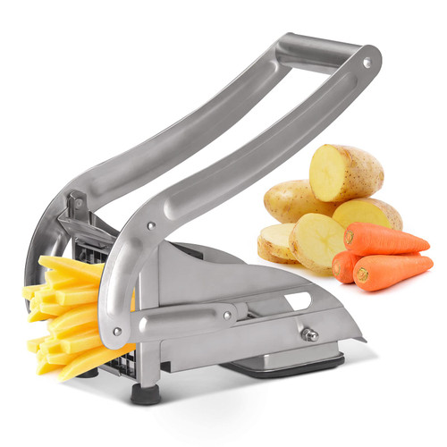 French Fry Cutter with 2 Blades, French Fries Potato Cutter, Stainless Steel Potato Slicer, Press French Fries Cutter for Potatoes Carrots Cucumbers