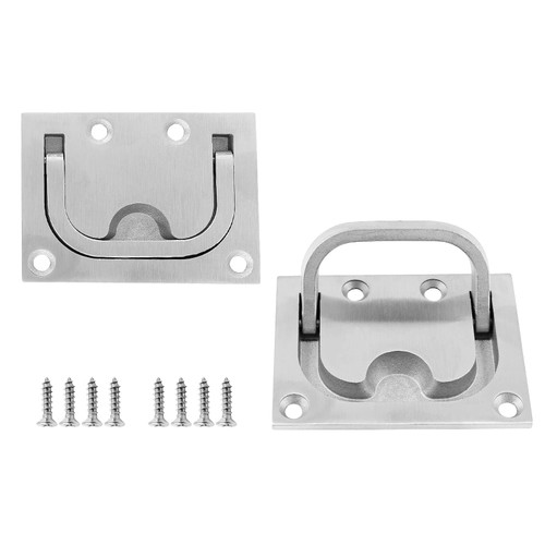 HARSKIYER 316 Stainless Steel Boat Hatch Handle - 2Pcs Big Size, Marine Cabinet Pulls Flush Ring Pull Handle Recessed Furniture Pull Hidden Door Handle for Drawer Sea Deck