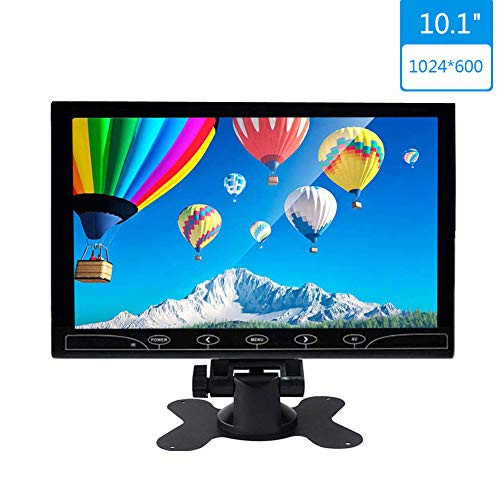 BEYI 10.1 Inch Small CCTV LED Monitor Display - HD 1024600 Portable Display Color Monitors Screen with HDMI AV VGA Port Remote Control Built-in Speaker for DVR PC CCTV Security Camera TV Box