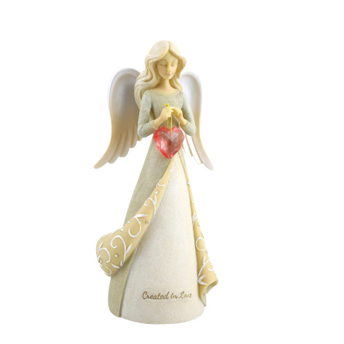 Enesco Foundations Expressions Created in Love Heart Angel Figurine, 7.5 Inch, Multicolor