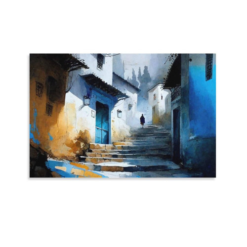 Room Aesthetic Poster Blue City Moroccan Wall Art Deco Canvas Print Poster Art Painting Poster (3) Canvas Painting Posters And Prints Wall Art Pictures for Living Room Bedroom Decor 16x24inch(40x60cm Room Aesthetic Poster Blue City Moroccan Wall Art Deco Canvas Print Poster Art Painting Poster (3) Canvas Painting Posters And Prints Wall Art Pictures for Living Room Bedroom Decor 16x24inch(40x60cm