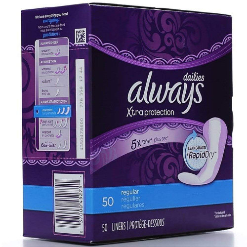Always Xtra Protection Regular Daily Liners 50 ea (Pack of 4)