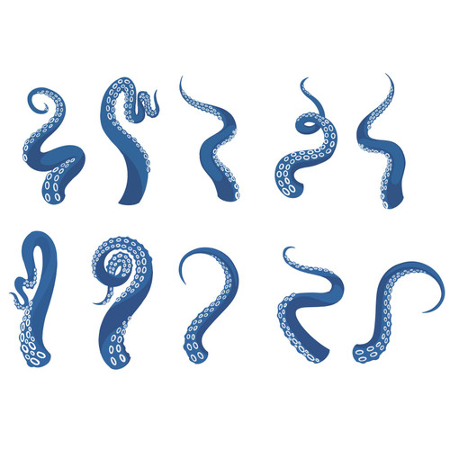 SUPERDANT Blue Octopus Wall Decals Octopus Tentacles Vinyl Wall Sticker Sea Animal Theme Wall Art Sticker for Bathroom Kids Bedroom Under The Sea Decor