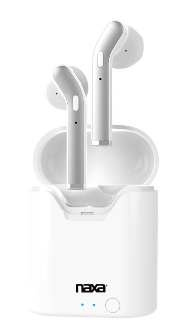 Naxa Electronics True Wireless Earphones with Charging Battery Case, White
