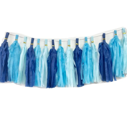 30pcs Paper Tassels Garland Banner Tissue Paper Tassel DIY Hanging Paper Decorations Party Tassel Garland Decor Baby Shower Nursery Wedding Festival Baby Shower Decoration(30, Blue Pack)
