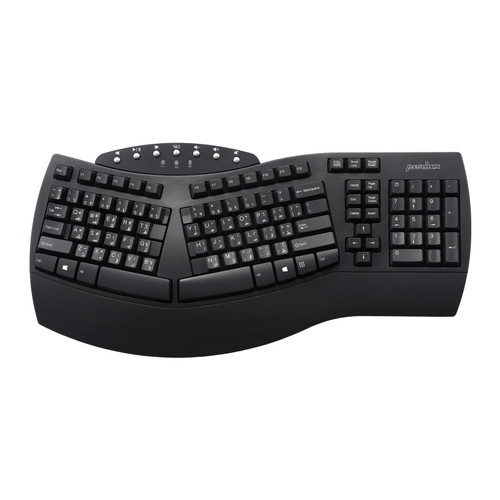 Perixx PERIBOARD-612B AR Wireless Ergonomic Split Keyboard with Dual Mode 2.4G and Bluetooth Feature - Compatible with Windows 11 and Mac OS X System - Black - Arabic Layout