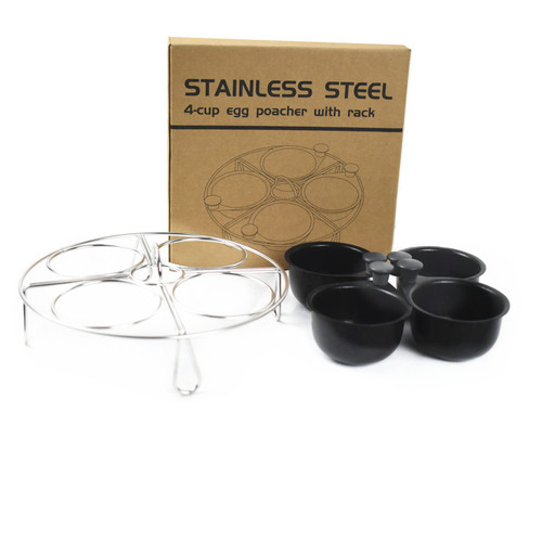 Stainless Steel Egg Poacher Cooker Eggs Poaching Cup Egg Poachers Nonstick Egg Poaching Cups Compatible with Most Pans (4 Cup Egg Poacher)