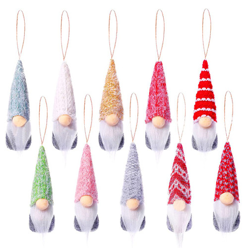 yunestry Christmas Tree Hanging Gnomes Ornaments Set of 10 Swedish Handmade Plush Gnome Santa Elf Hanging Home Decorations Holiday Decorations