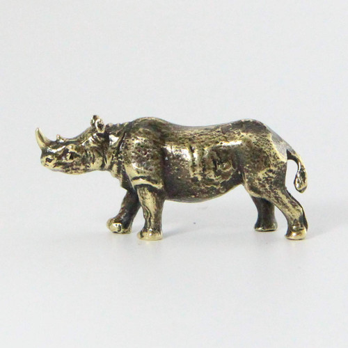 Rhinoceros Bronze Statuette Handmade Figurine Souvenir 19786
