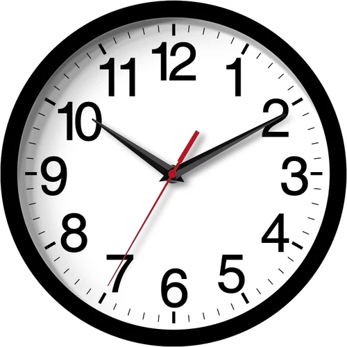 Rohioue 12 Inch Wall Clock, Modern Battery Operated Wall Clocks, Silent Non Ticking Analog Clock, for Bedroom, Office, Living Room, Home, Kitchen, Bathroom (Black)