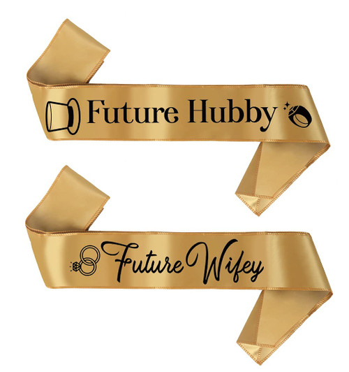 "Future Wifey" & "Future Hubby" - Bride to Be & Groom to Be | Bachelorette & Bachelor Party Sash Supplies 2 pcs set Best Wedding Gifts Bridal Shower Decorations Engagement Favors Miss to Mrs. Gift Kit "Future Wifey" & "Future Hubby" - Bride to Be & Groom to Be | Bachelorette & Bachelor Party Sash Supplies 2 pcs set Best Wedding Gifts Bridal Shower Decorations Engagement Favors Miss to Mrs. Gift Kit