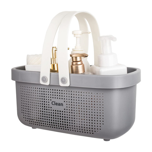 JiatuA Plastic Storage Basket with Handle Portable Shower Caddy Tote Organizer Basket Bin for Bathroom Kitchen Dorm Room Bedroom, Gray JiatuA Plastic Storage Basket with Handle Portable Shower Caddy Tote Organizer Basket Bin for Bathroom Kitchen Dorm Room Bedroom, Gray