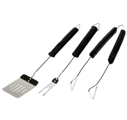 Chef Craft Select BBQ Utensil with Rubber Grip Handle, 3 piece set, Stainless Steel/Black