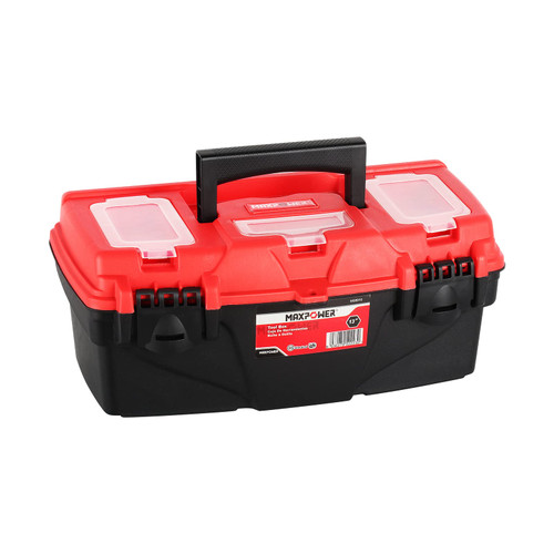 MAXPOWER 13-Inch Tool Box, Small Toolbox with Removable Tray & Dual Lock Secured Tool Box Organizer for Household
