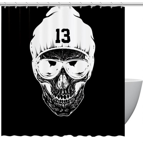 VAPOKF Shower Curtain for Bathroom Decor, Grunge Skull Waterproof Polyester Fabric Bath Curtain Set with 12 Hooks - 60x72 Inches