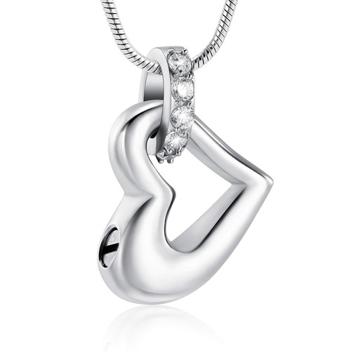 mingkejw Double Heart Cremation Urn Necklace Pendant Funnel Fill Kit Keepsake Memorial Ashes(Silver)