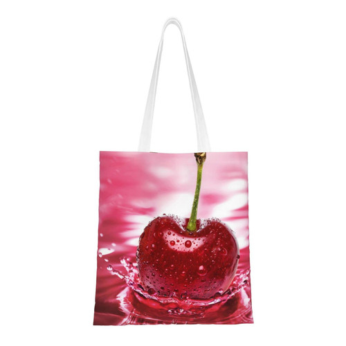 Canvas Tote Bag For Woman Red Cherries Shoulder Handbags Reusable Grocery Bags Purse Shopping Bag Canvas Tote Bag For Woman Red Cherries Shoulder Handbags Reusable Grocery Bags Purse Shopping Bag