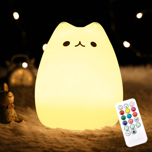 CHWARES Night Light for Kids, Cat Nursery Night Lights with Remote, 7 Color Kawaii Lamp, Room Decor, USB Rechargeable, Cute Lamp Gifts for Baby, Children, Toddlers, Teen Girls