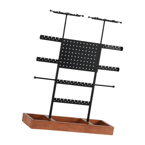 DYNWAVE Jewelry Tower Rack Jewelry Rack Decorative Detachable Earring Collection Holder 5 Layers with Wooden Tray for Ear Studs Bracelet Watches