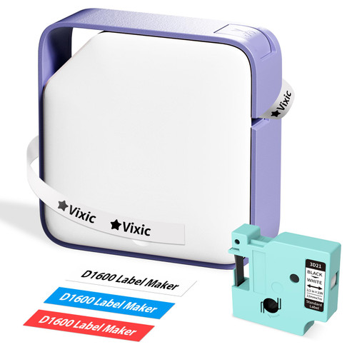 Vixic D1600 Label Makers Mini Bluetooth Label Printer Wireless Labeler Label Maker Machine Multiple Templates Available Labelmaker for Office Organization Home Kitchen Storage,Purple