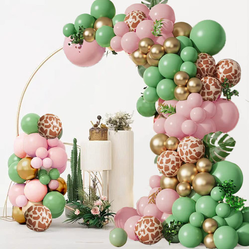 148Pcs Pink Sage Green Balloon Garland Jungle Safari Animal Balloons Arch Kit for Wild One Birthday Baby Shower Party Decorations 148Pcs Pink Sage Green Balloon Garland Jungle Safari Animal Balloons Arch Kit for Wild One Birthday Baby Shower Party Decorations