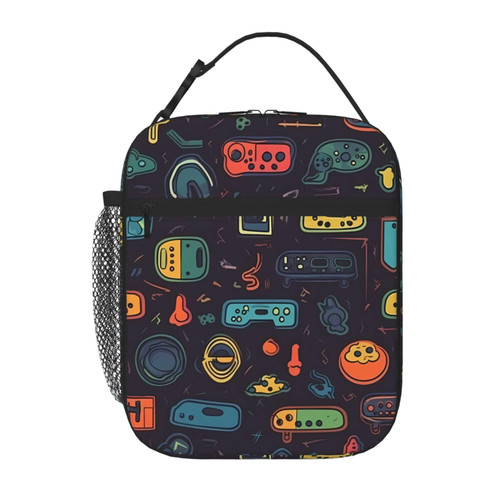 Game Video Gaming Pattern Printed Lunch Bag For Men Women Durable Insulated Lunch Box Reusable Lunch Tote Bags For Work Picnic
