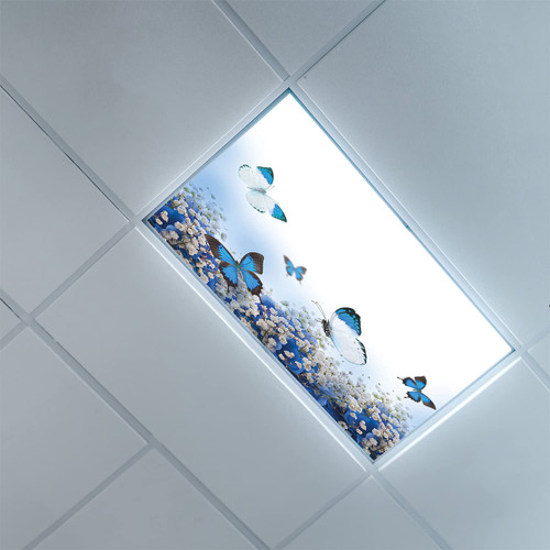 Fluorescent Light Covers for Classroom Office-Blue and White Pattern-Light Filters Ceiling LED Ceiling Light Covers-Office & Classroom Decorations,Blue Black White