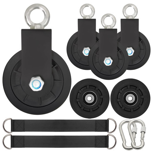 BESTEEL 4 Pack Silent Nylon Gym Cable Pulley Wheel 3.54 in/90 mm Rotation 360 Degree Traction Wheel Detachable Smooth Attachment for LAT Pulley System DIY Gym Pulley System Equipment Replacement Hoist