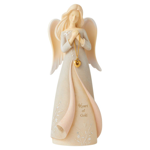 Enesco Foundations Heart of Gold Angel Figurine, 7.09 Inch, Multicolor