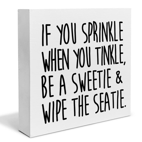 Bathroom Humor Wood Box Sign Art Desk Decor If You Sprinkle When You Tinkle Wood Block Sign Decor for Home Toilet Restroom Tabletop Shelf Wall