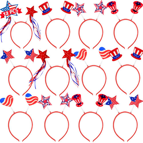 12PCS Patriotic Headband Head Boppers with Stars Heart Uncle Sam Hat, Red White Blue Boppers for Kids Adults 4th of July Independence Day, Labor Memorial Veterans Day Party Favors Decorations Supplies 12PCS Patriotic Headband Head Boppers with Stars Heart Uncle Sam Hat, Red White Blue Boppers for Kids Adults 4th of July Independence Day, Labor Memorial Veterans Day Party Favors Decorations Supplies