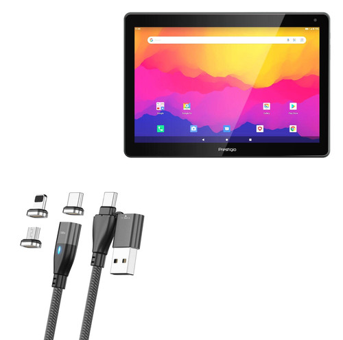 BoxWave Cable Compatible with Prestigio Muze 3231 - MagnetoSnap PD AllCharge Cable (100W), Magnet PD 100W Charging Cable USB Type-C Micro USB for Prestigio Muze 3231 - Jet Black