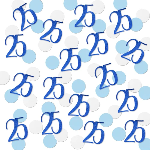 Blue Glitter 25 Confetti, 25th Birthday Number Confetti, 200pcs Anniversary Party Table Decoration Supplies