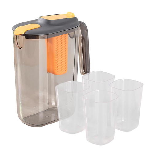 MagiDeal PP Pitcher with 4 Cup, 2.4L Water Pitcher with Lid, Iced Tea Pitcher, Water Carafe, Jar Pitcher, Water Jug with Handle for Tea, Juices, Milk, Black