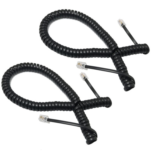 SJZBIN 2PCS 3m/10'' Telephone Accessory, Coiled Telephone Cord, Telephone Cord, Coiled Landline Phone Handset Cable, Coiled Landline Phone Handset Cable, Black