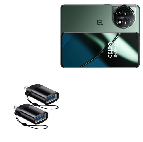 BoxWave Cable Compatible with OnePlus 11R - USB-C to A PortChanger (2-Pack), USB Type-C OTG USB Portable Keychain for OnePlus 11R - Slate Black