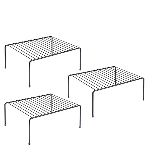 AKAZA (13.1 x 10.2 Inch) Cabinet Storage Shelf Rack, Kitchen Shelves?Kitchen Counter and Cabinet Shelf, Storage Rack Organizer for Kitchen, Fridge, Cabinet, Bathroom Cupboard (Black 3)