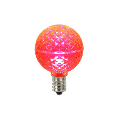 Vickerman G50 LED Pink Faceted Replacement Bulb, E17/C9 Nickel Base, 10 Bulbs per Pack.