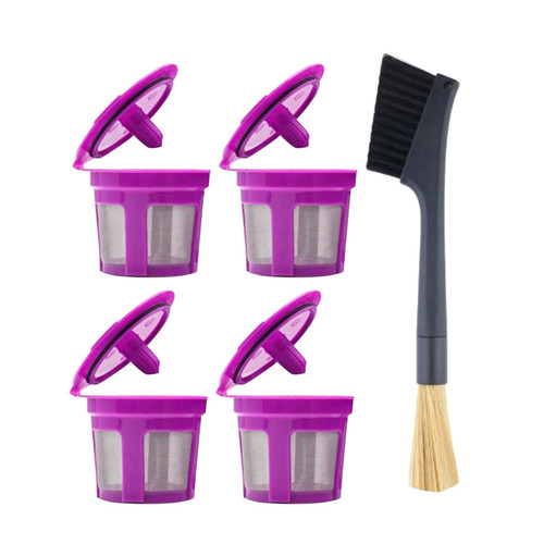 Gazechimp 4Pcs Coffee Capsules Filter Cup Refillable Coffee Filter Cup Coffee Maker Stainless Steel Mesh coffee Capsules for coffee Machines, violet