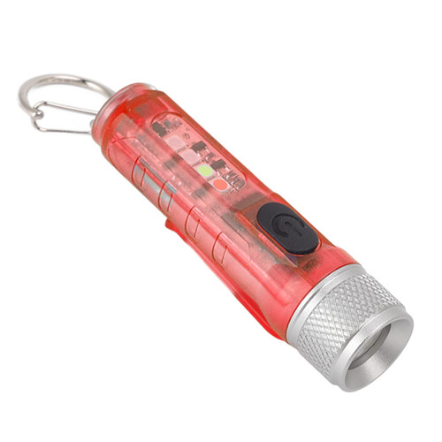 Keychain LED Flashlight Range Super Bright USB Rechargeable Mini Flashlight for Outdoor M300 Non Fluorescent (Red)