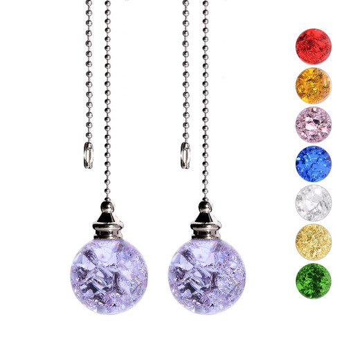 2PCS Ceiling Fan Pull Chain, Decorative Ceiling Fan Pulls, Ceiling Fan Pull Chain Ornaments, Light pull chain decorative with 21 Inches 3.2mm Diameter Beaded Ball Fan Pull Chain Extender, Purple